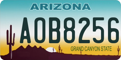 AZ license plate AOB8256