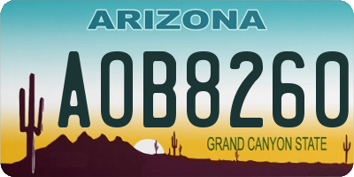 AZ license plate AOB8260