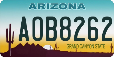 AZ license plate AOB8262
