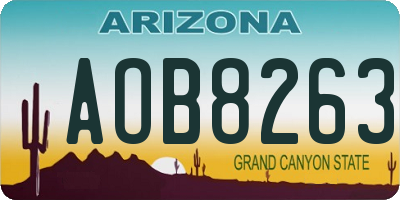 AZ license plate AOB8263