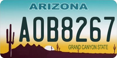 AZ license plate AOB8267
