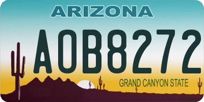 AZ license plate AOB8272