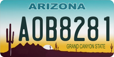 AZ license plate AOB8281