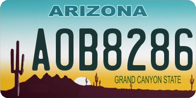 AZ license plate AOB8286
