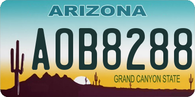 AZ license plate AOB8288