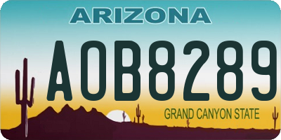 AZ license plate AOB8289