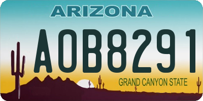 AZ license plate AOB8291