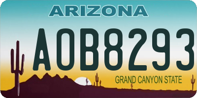 AZ license plate AOB8293