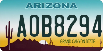 AZ license plate AOB8294
