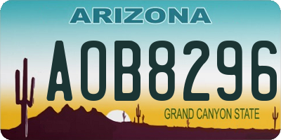 AZ license plate AOB8296