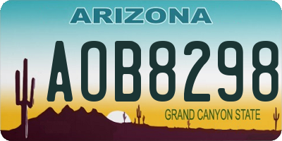 AZ license plate AOB8298