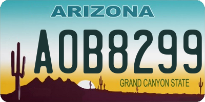 AZ license plate AOB8299