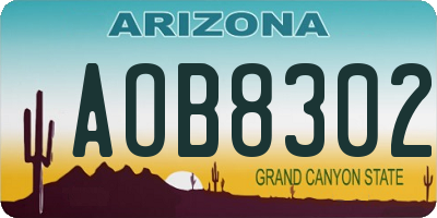 AZ license plate AOB8302