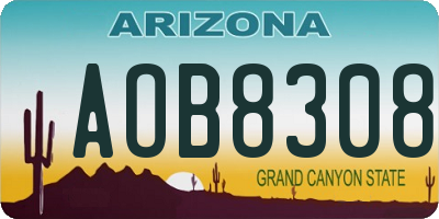 AZ license plate AOB8308