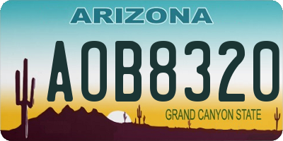 AZ license plate AOB8320