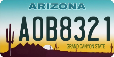 AZ license plate AOB8321