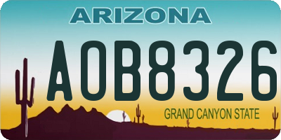 AZ license plate AOB8326