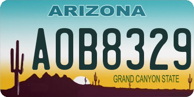 AZ license plate AOB8329