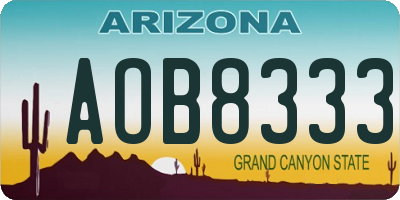 AZ license plate AOB8333