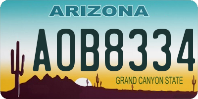 AZ license plate AOB8334