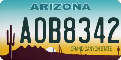 AZ license plate AOB8342