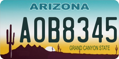AZ license plate AOB8345
