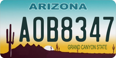 AZ license plate AOB8347