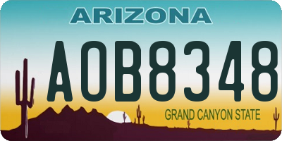 AZ license plate AOB8348