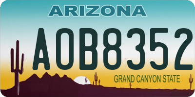 AZ license plate AOB8352