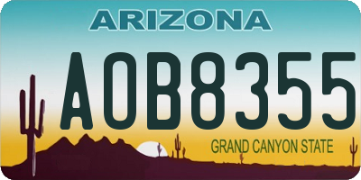 AZ license plate AOB8355