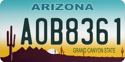 AZ license plate AOB8361