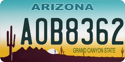 AZ license plate AOB8362