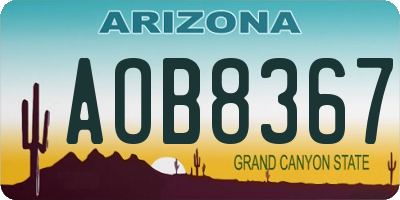 AZ license plate AOB8367