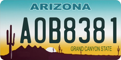 AZ license plate AOB8381
