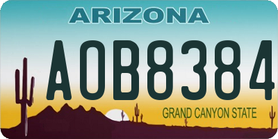 AZ license plate AOB8384
