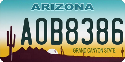 AZ license plate AOB8386