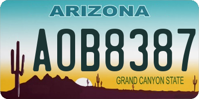 AZ license plate AOB8387