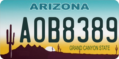 AZ license plate AOB8389