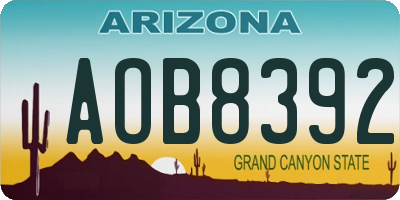 AZ license plate AOB8392