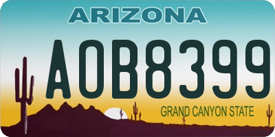 AZ license plate AOB8399