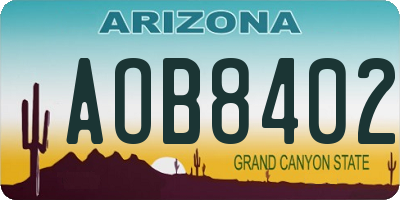 AZ license plate AOB8402