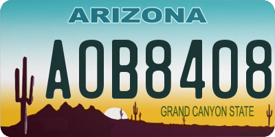 AZ license plate AOB8408