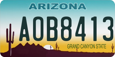 AZ license plate AOB8413