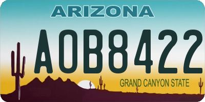 AZ license plate AOB8422