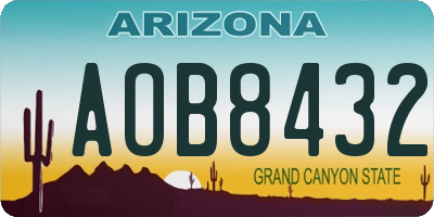 AZ license plate AOB8432