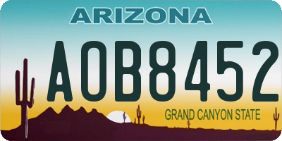AZ license plate AOB8452