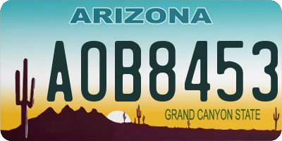 AZ license plate AOB8453