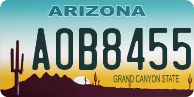 AZ license plate AOB8455