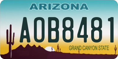 AZ license plate AOB8481