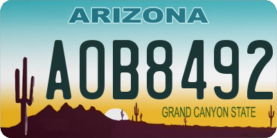 AZ license plate AOB8492